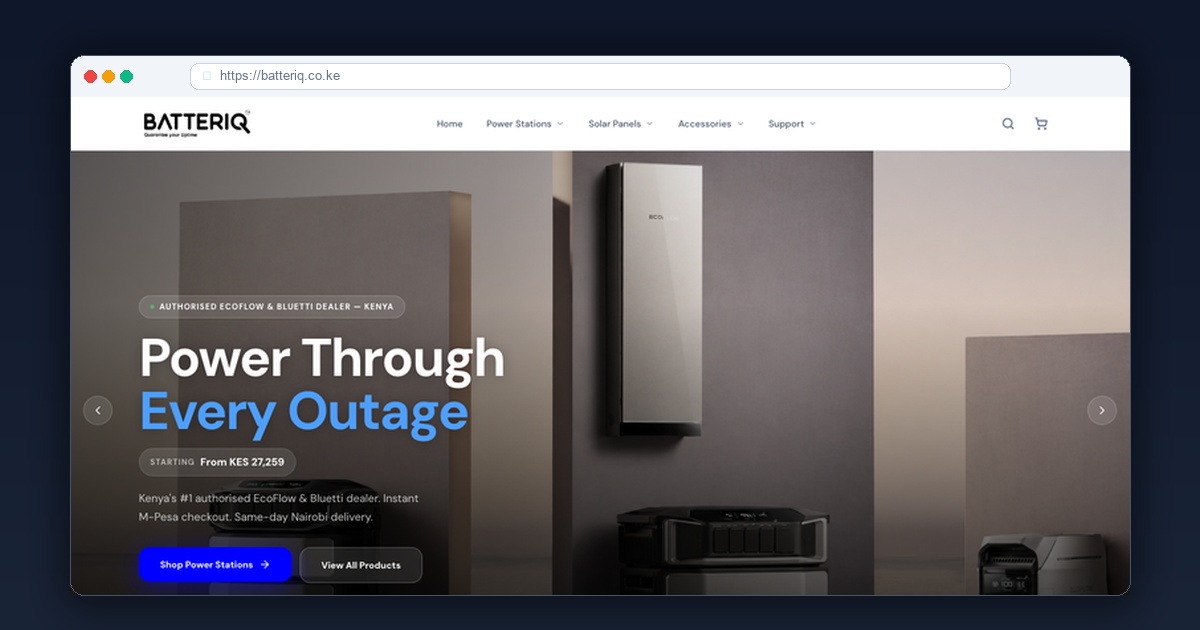 Batteriq on-demand car battery delivery website screenshot