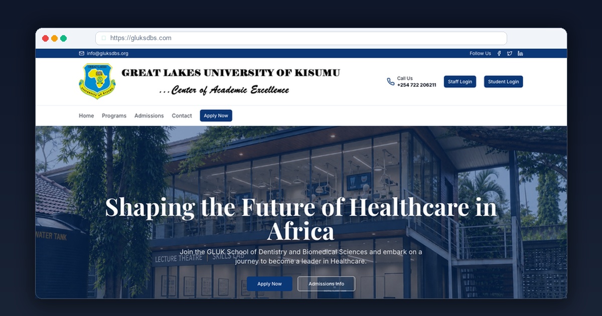 GLUK School of Dentistry and Biomedical Sciences homepage screenshot