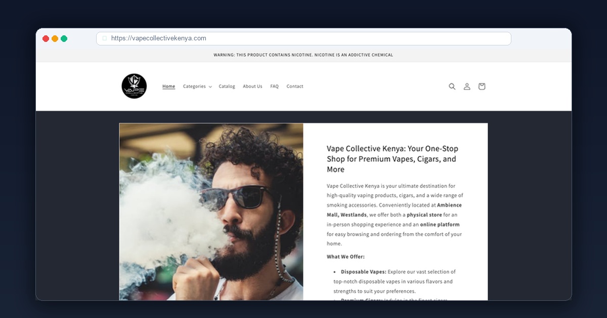 Vape Collective Kenya ecommerce storefront screenshot