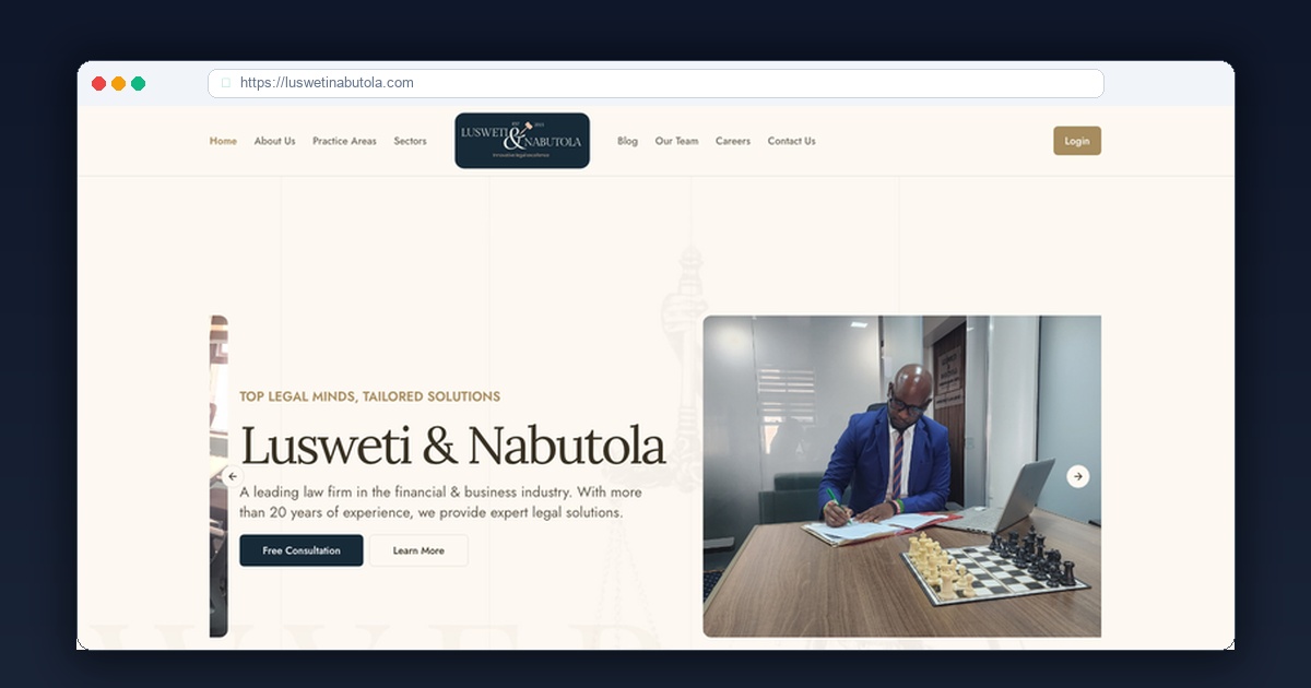 Lusweti and Nabutola Advocates law firm website screenshot