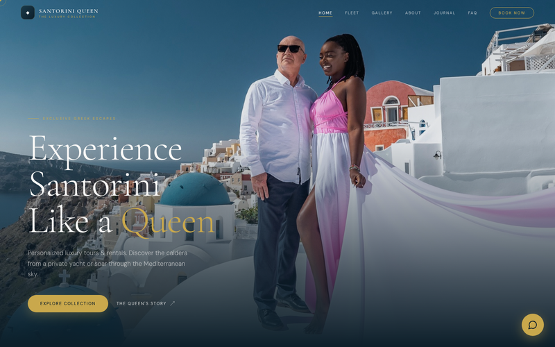 Santorini Queen Charters website — Luxury Experience
