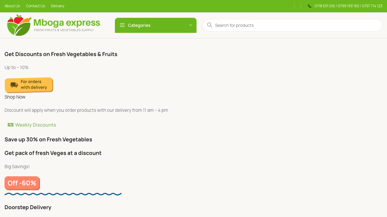 Mboga Express website — Fresh Organic Produce & Grocery Delivery Nairobi