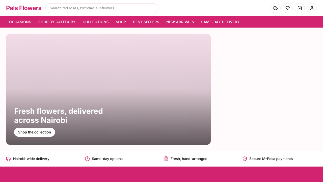 Pals Flowers website — Same-Day Flower & Gift Delivery Nairobi