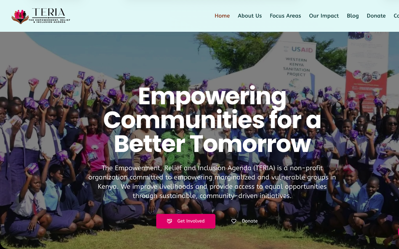 Teria CBO website — Community-Based Organisation & Grassroots Empowerment
